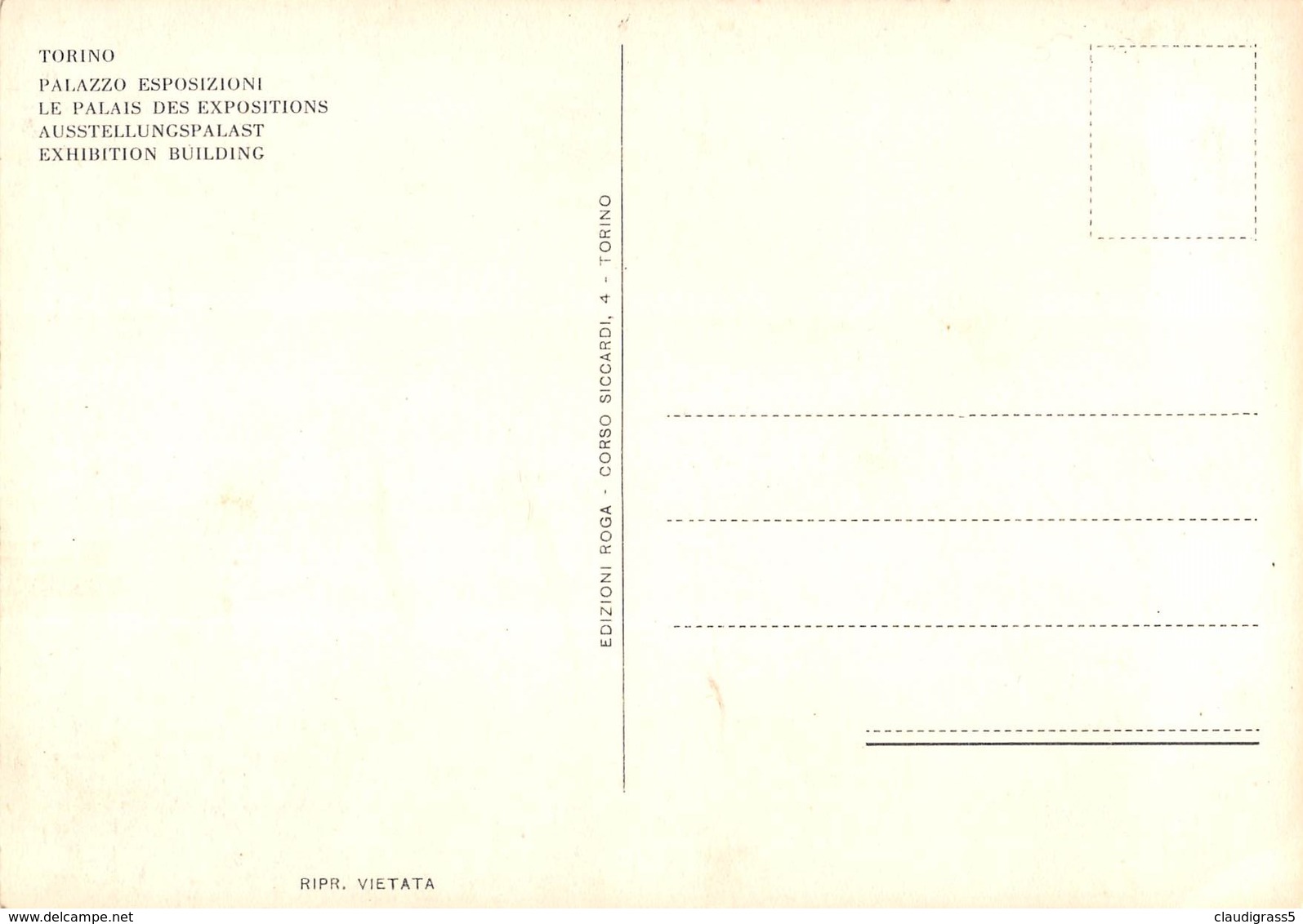 0050 " TORINO - PALAZZO ESPOSIZIONI  " ANIMATA  AUTO ANNI '60 CART. ORIG. NON  SPED. - Panoramische Zichten, Meerdere Zichten