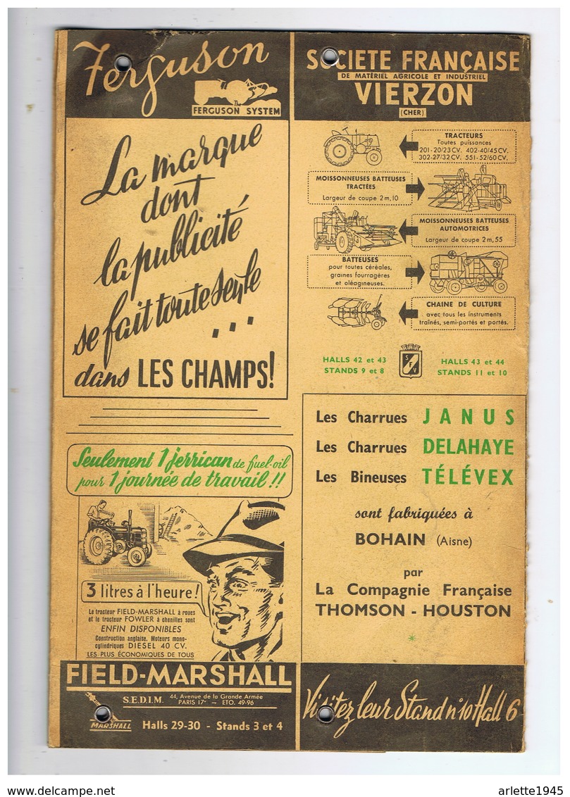 25em SALON INTERNATIONAL DE LA MACHINE AGRICOLE 10 - 15 MARS 1953 PARIS - Publicités