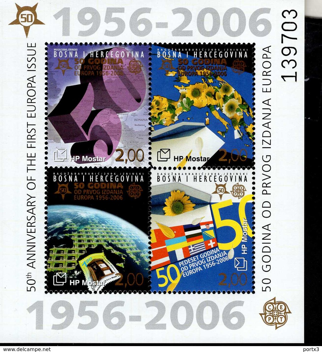 CEPT 50 Jahre Europamarken Bosnien Herzegowina Kroatien Mostar   Block 7 MNH ** Postfrisch - 2005