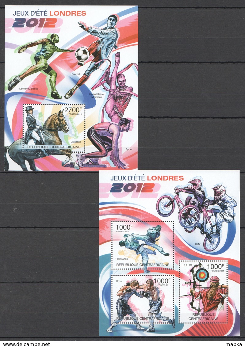 P399 2011 CENTRAFRICAINE SPORT OLYMPIC GAMES LONDON 2012 1BL+1KB MNH - Sommer 2012: London