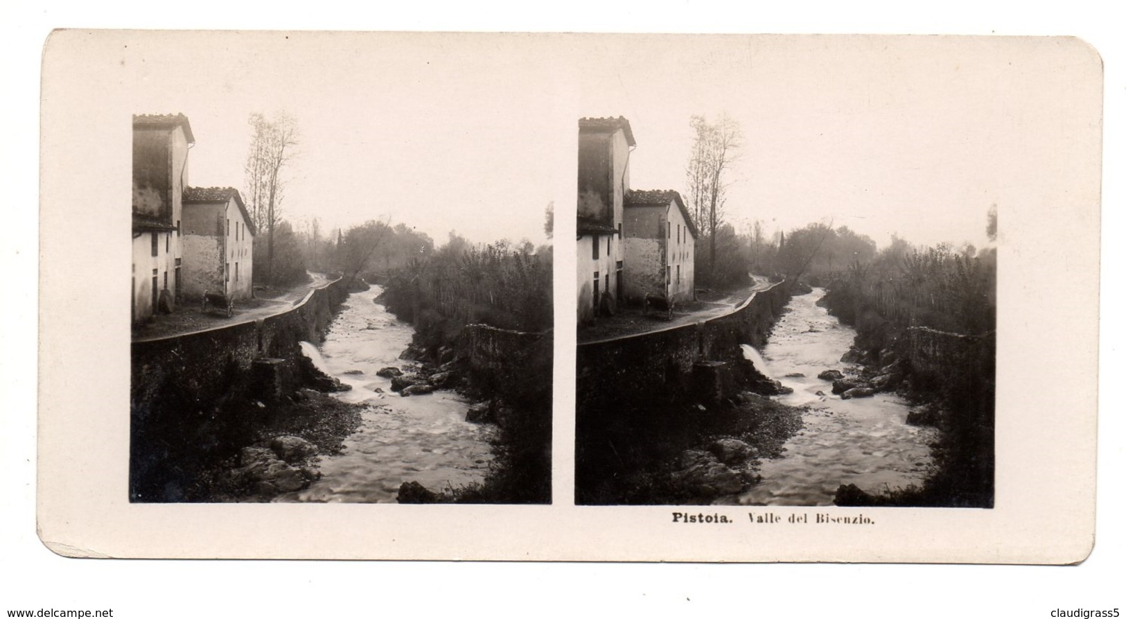 0057 " PISTOIA VALLE DEL BISENZIO -  VEDUTA " CART. STEREOSCOPICA ORIG. - Cartes Stéréoscopiques