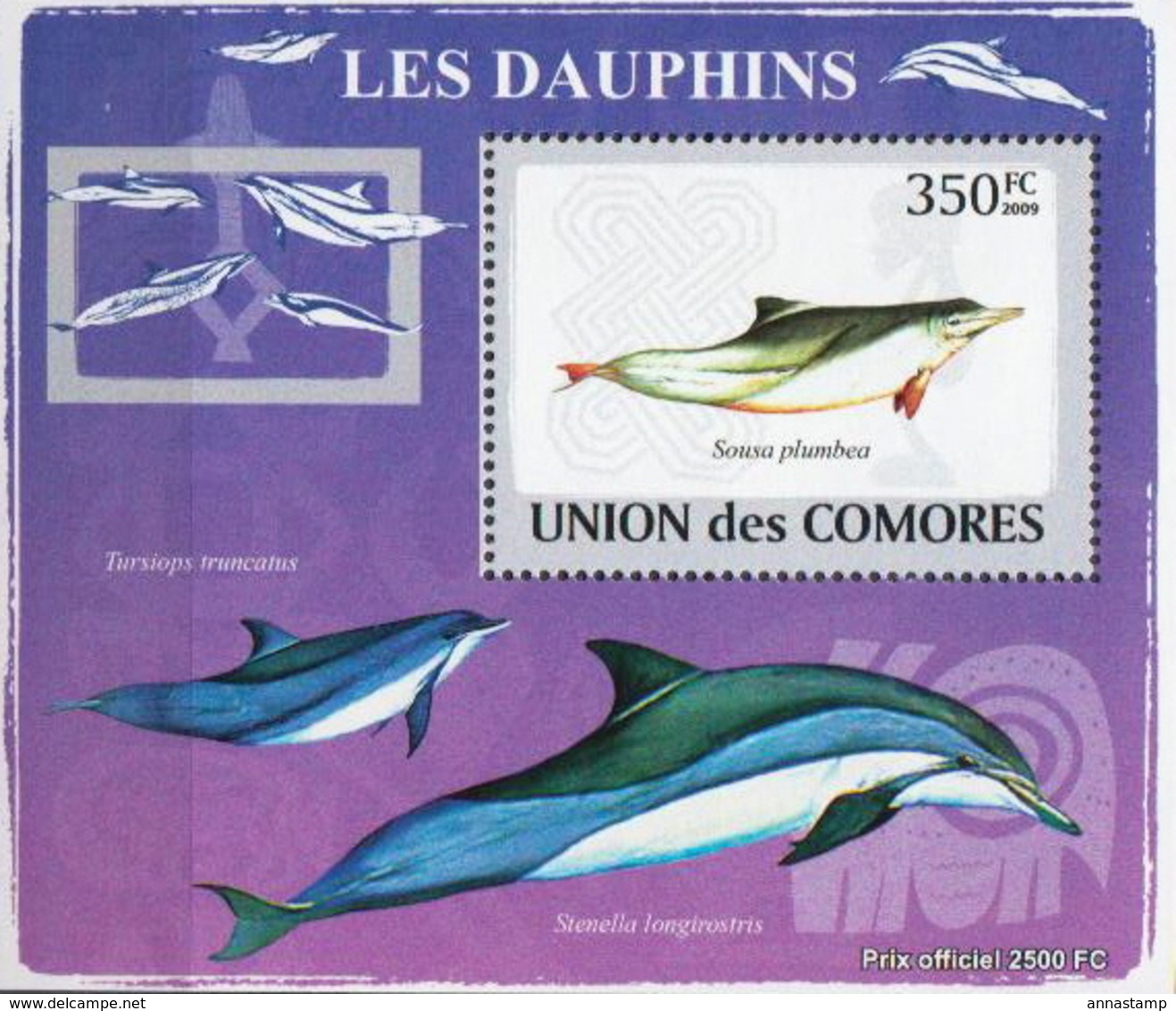 Comores MNH Dolphins Set Of 6 Deluxe SSs - Dolphins