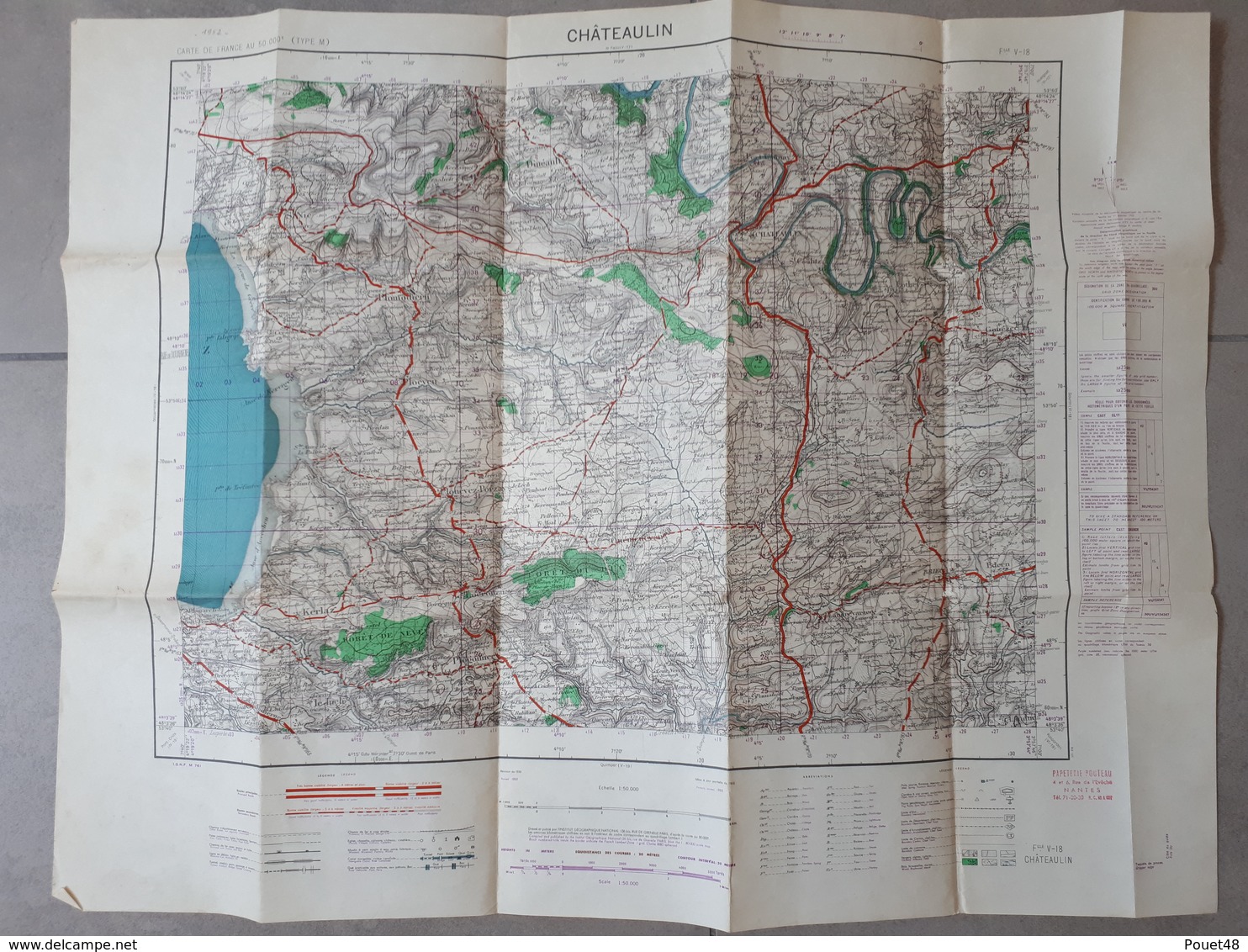 Carte Topographique De CHATEAULIN: 50 000ème: 1952 - Cartes Topographiques