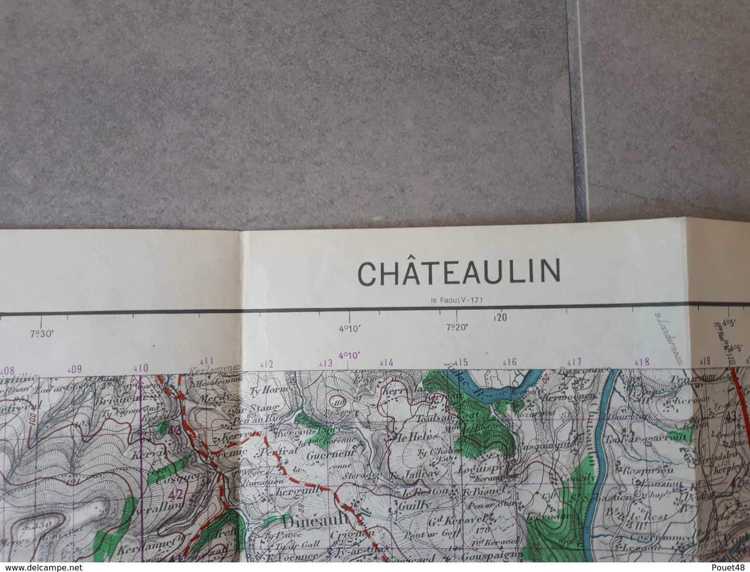 Carte Topographique De CHATEAULIN: 50 000ème: 1952 - Cartes Topographiques