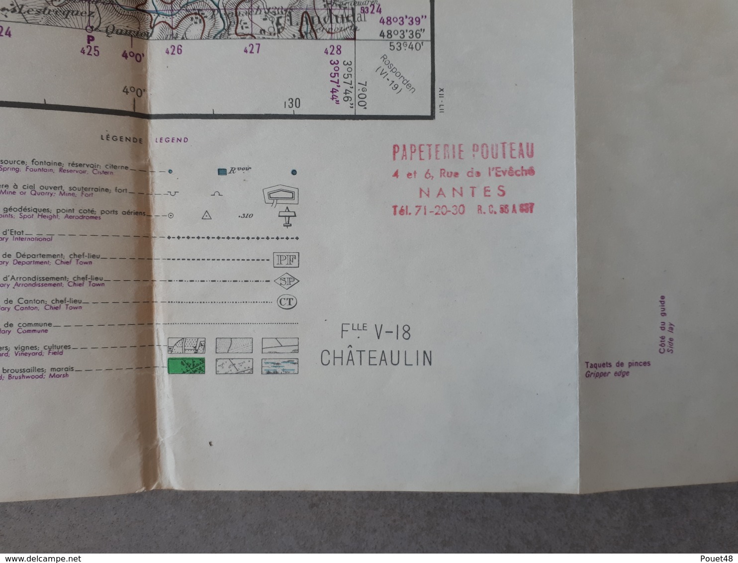 Carte Topographique De CHATEAULIN: 50 000ème: 1952 - Cartes Topographiques