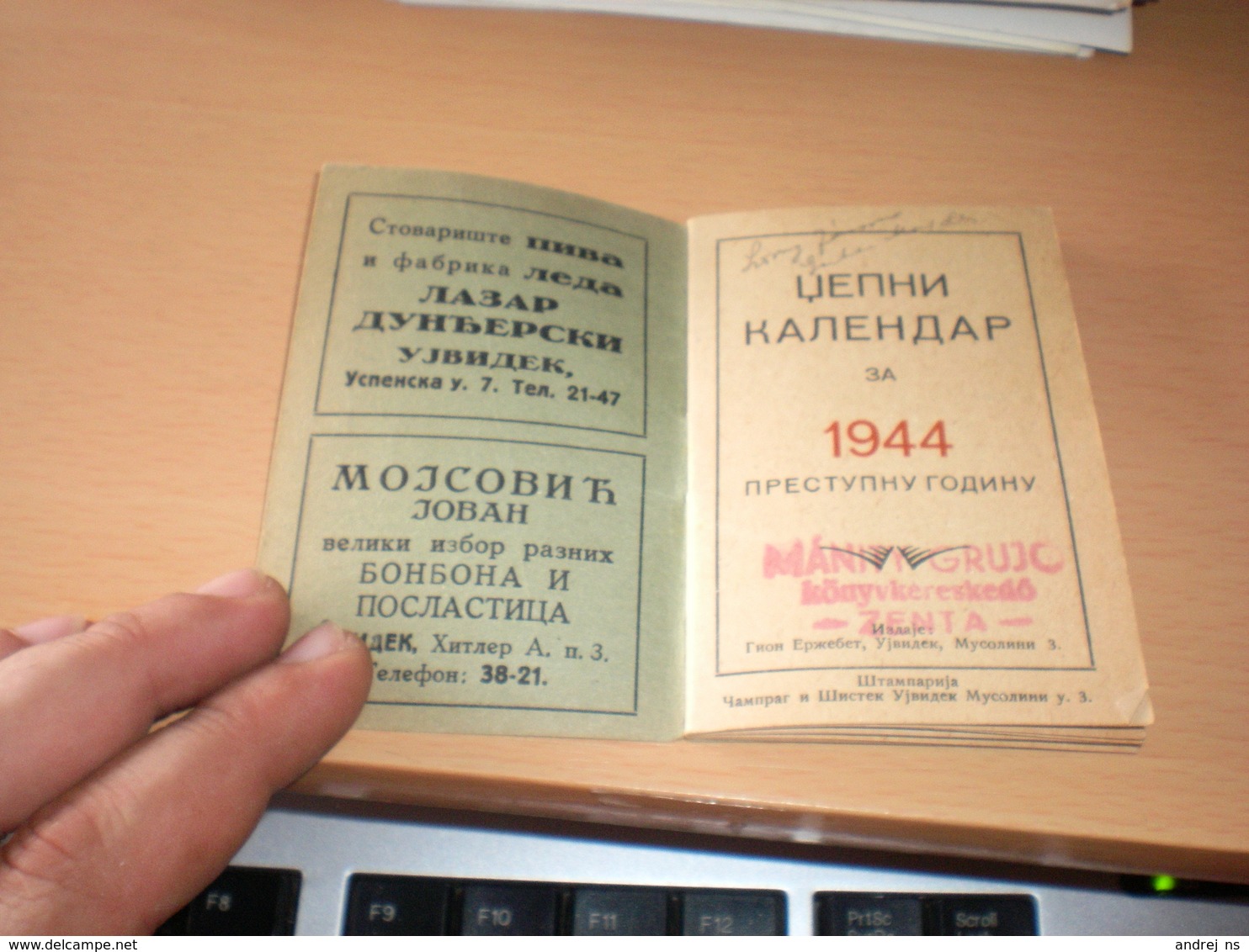 1944 Dzepni Kalendar Stovariste Piva Lazar Dundjerski - Petit Format : 1941-60