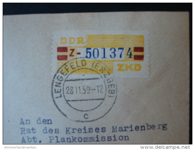 DDR , Dienstmarken B, Mi-Nr. 25 Z Auf Brief, VEB Lederwarenfabrik Lengefeld - Sonstige & Ohne Zuordnung