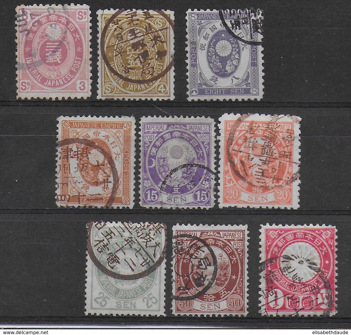 JAPON - 1888 - YT 78/86 OBLITERES -   COTE = 36 EUR. - Usati