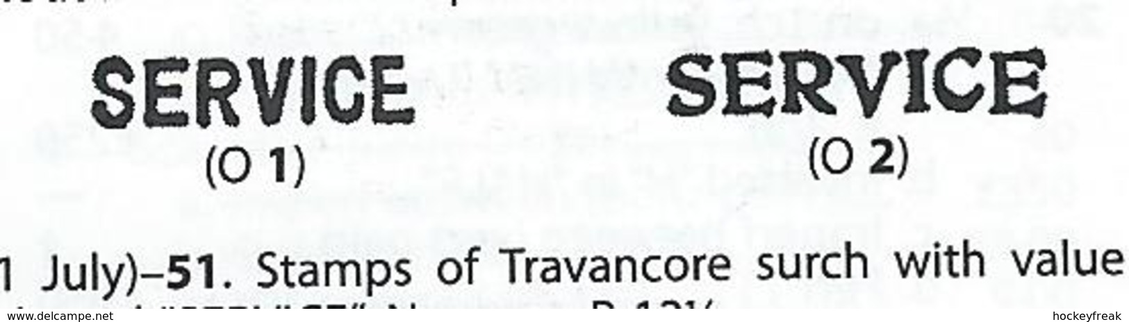 Travancore-cochin 1949 - ½a On 1ch & 1a On 2ch Perf 11 Officials SG011b & O12b No Gum As Issued Cat £4.50 SG2020 - Travancore-Cochin