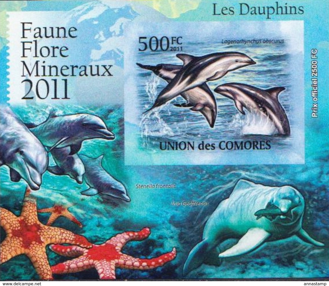 Comores MNH Dolphins Set Of 5 Imperforated Deluxe SSs - Delfine