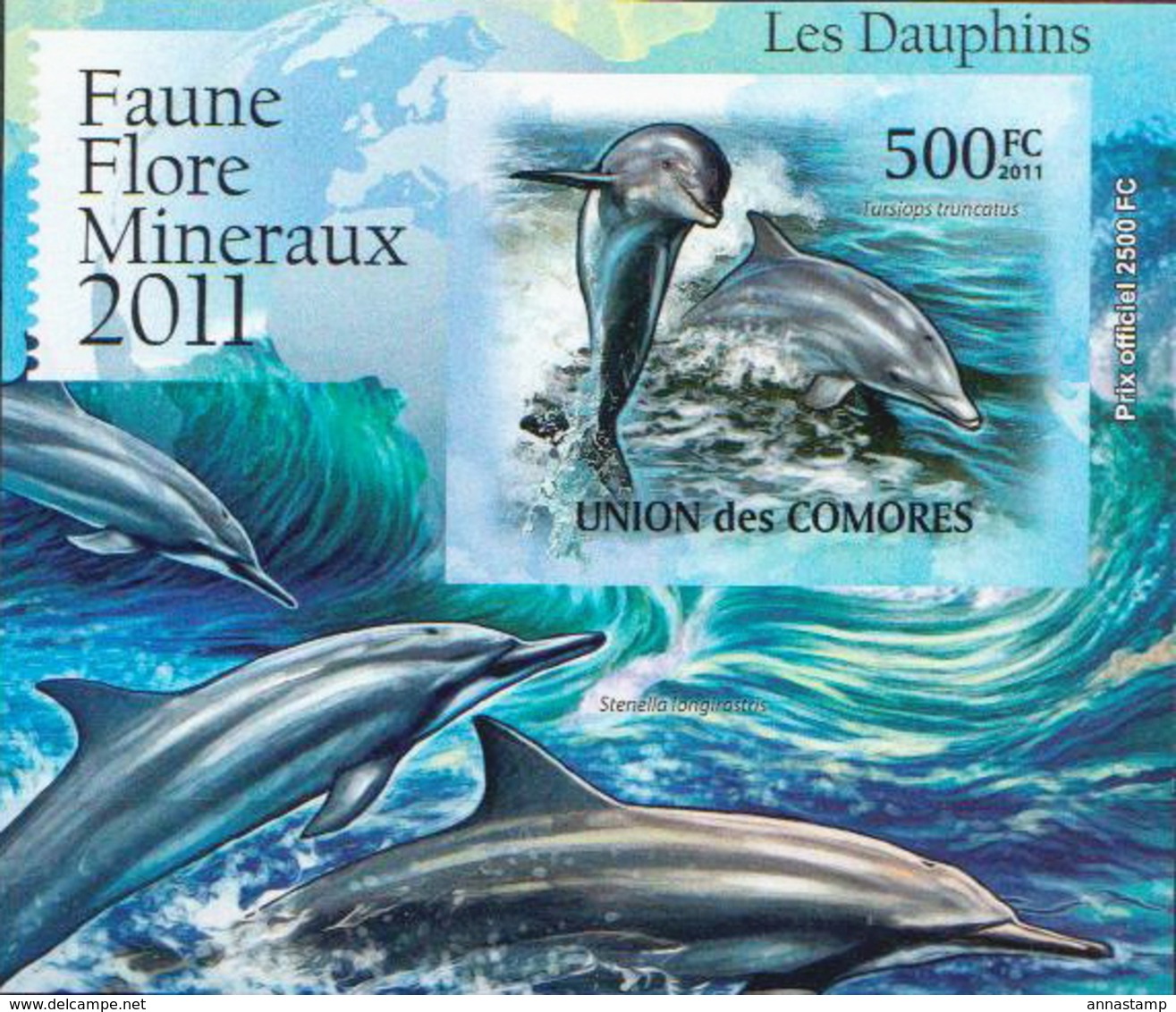 Comores MNH Dolphins Set Of 5 Imperforated Deluxe SSs - Dolphins