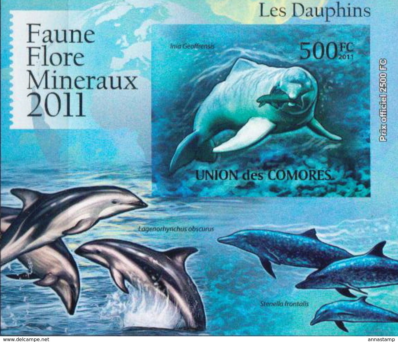 Comores MNH Dolphins Set Of 5 Imperforated Deluxe SSs - Dolphins