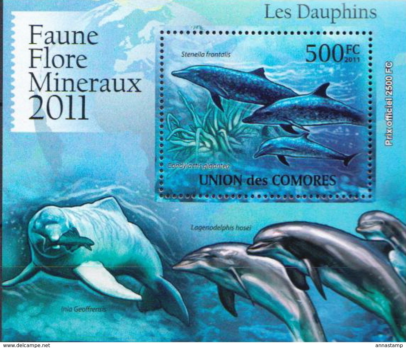 Comores MNH Dolphins Set Of 5 Deluxe SSs - Dolphins