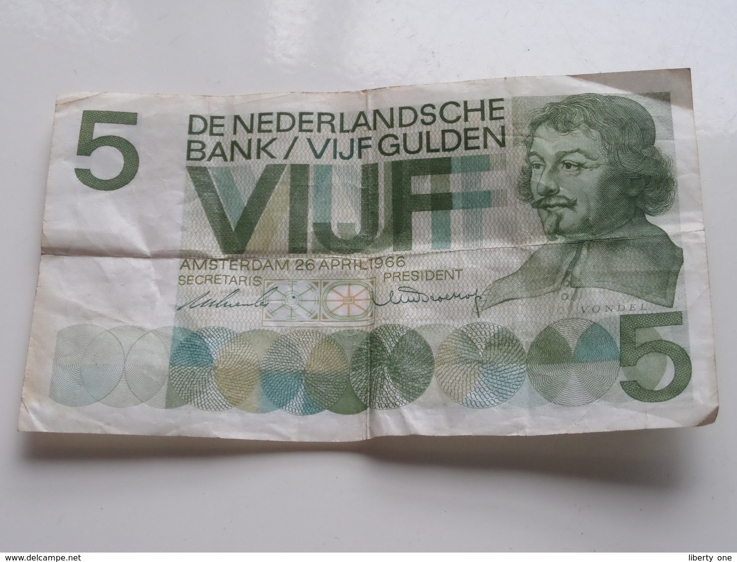 VIJF GULDEN Amsterdam 26 April 1966 (Vondel) 2 NA 076776 ( Zie Foto's Voor Detail )! - 5 Gulden