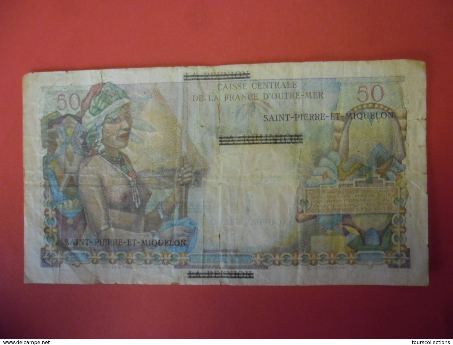 BILLET De 1960 SAINT PIERRE ET MIQUELON - SURCHARGE 1 Nouveau Franc Sur 50 Francs - Rare - 1955-1959 Opdruk ''Nouveaux Francs''
