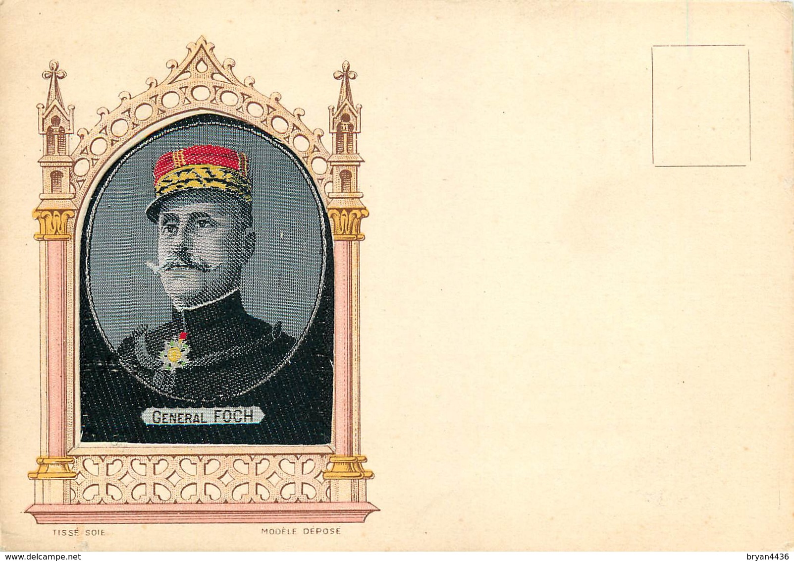 BELLE CARTE TISSEE SUR SOIE -  BRODEE - GENERAL FOCH - Weltkrieg 1914-18