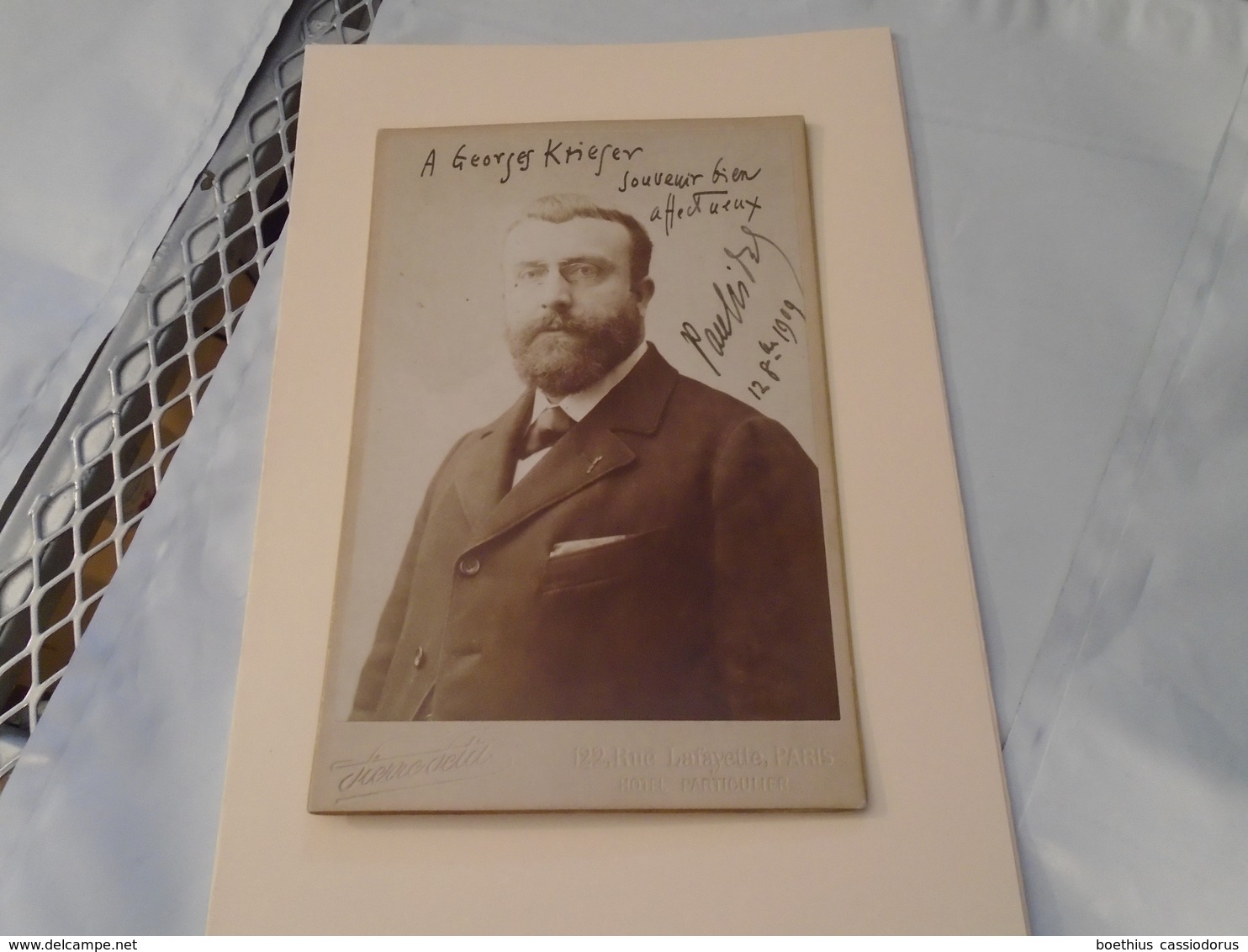 PORTRAIT 11 X 16,5 Cm Dédicacé Du Compositeur Paul Vidal Au Compositeur Georges Krieger En 1909 Photographe Pierre Petit - Autographs