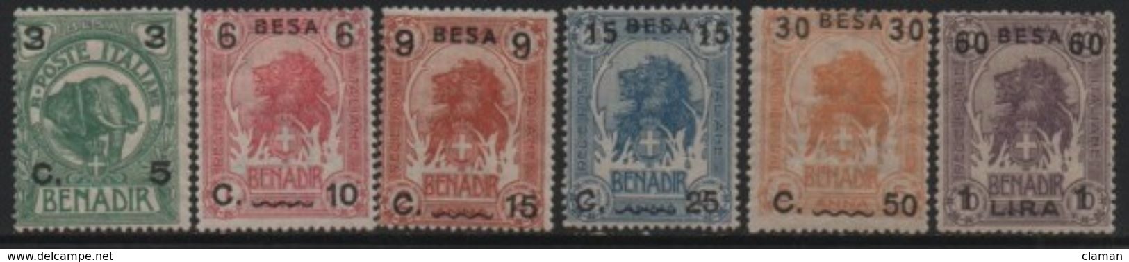 Somalia (Italian-Italienne) 1922 Elephant-Lion Head/Tête De Eléphant-Lion / Overprinted/Surchargés BESA/LIRA * - Somalia