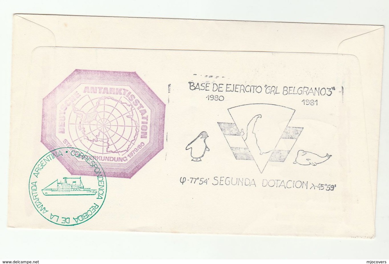 1981 Antarctic BASE DE EJERCITO GRAL BELGRANO III  ARGENTINIAN POLAR COVER Ship Argentina Stamps - Research Stations