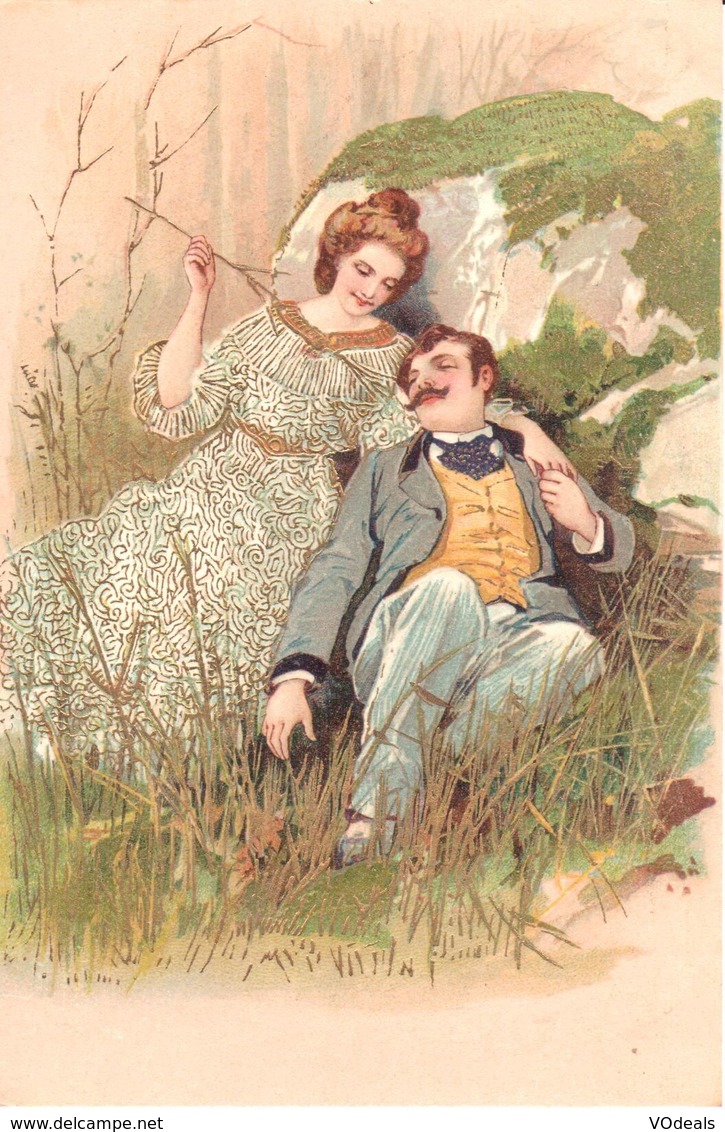 Thèmes - Publicité - Chocolat Oudaille-Lucas - Couple - Forêt - Reflets Dorés - Advertising