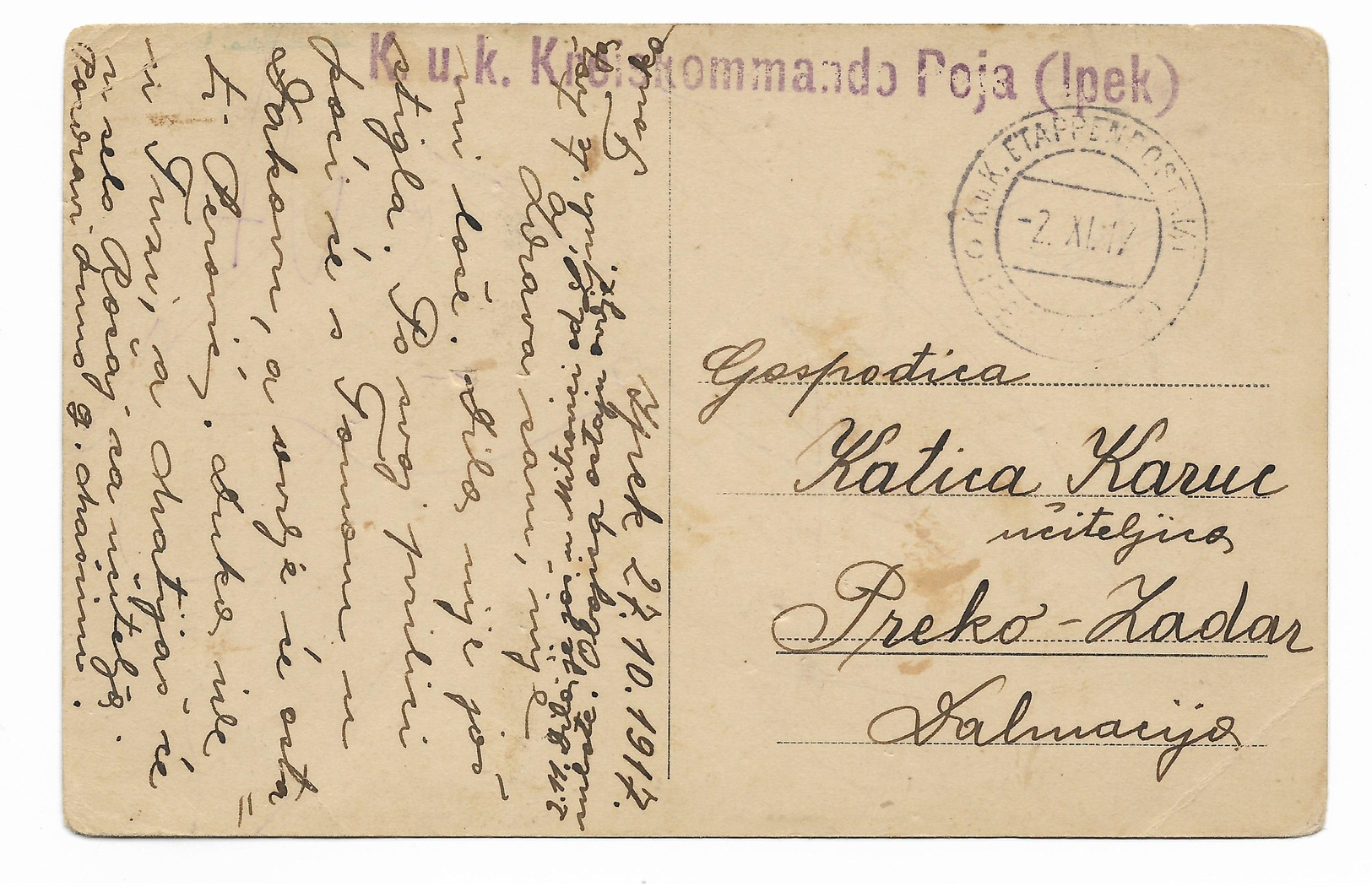 Pec, Poja, Ipek 1918. K.U.K Editioned Propaganda Postcard - Kosovo