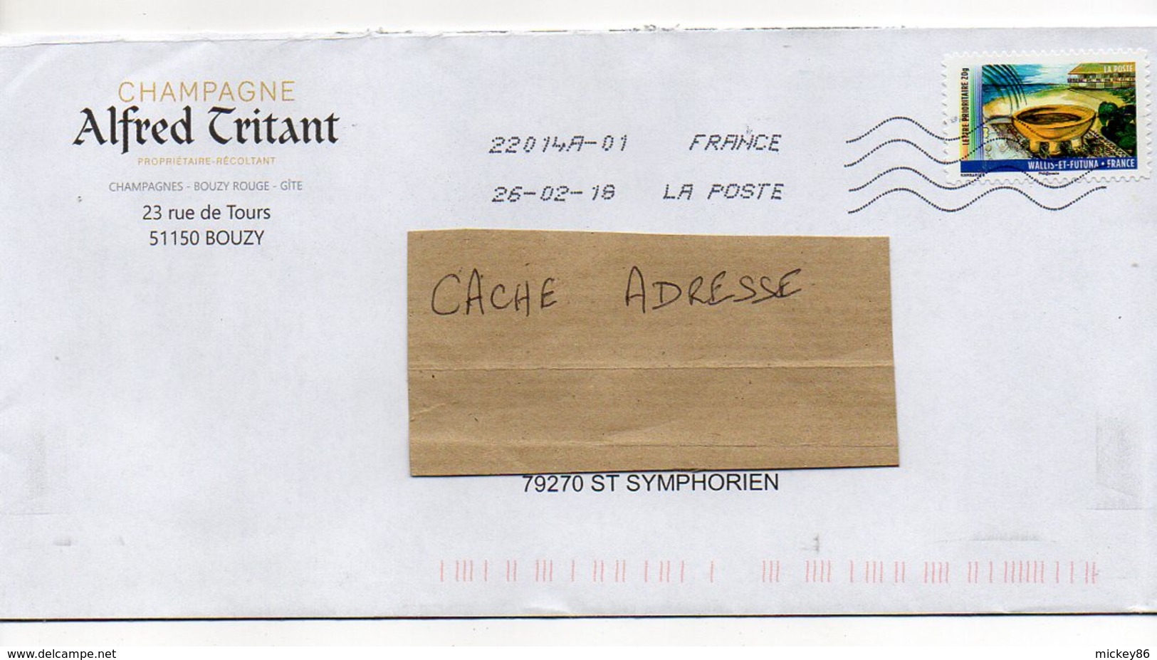 2018--tp Adhésif   -Wallis Et Futuna -- Seul Sur Lettre -- Personnalisée  Champagne Alfred Tristan - 1961-....