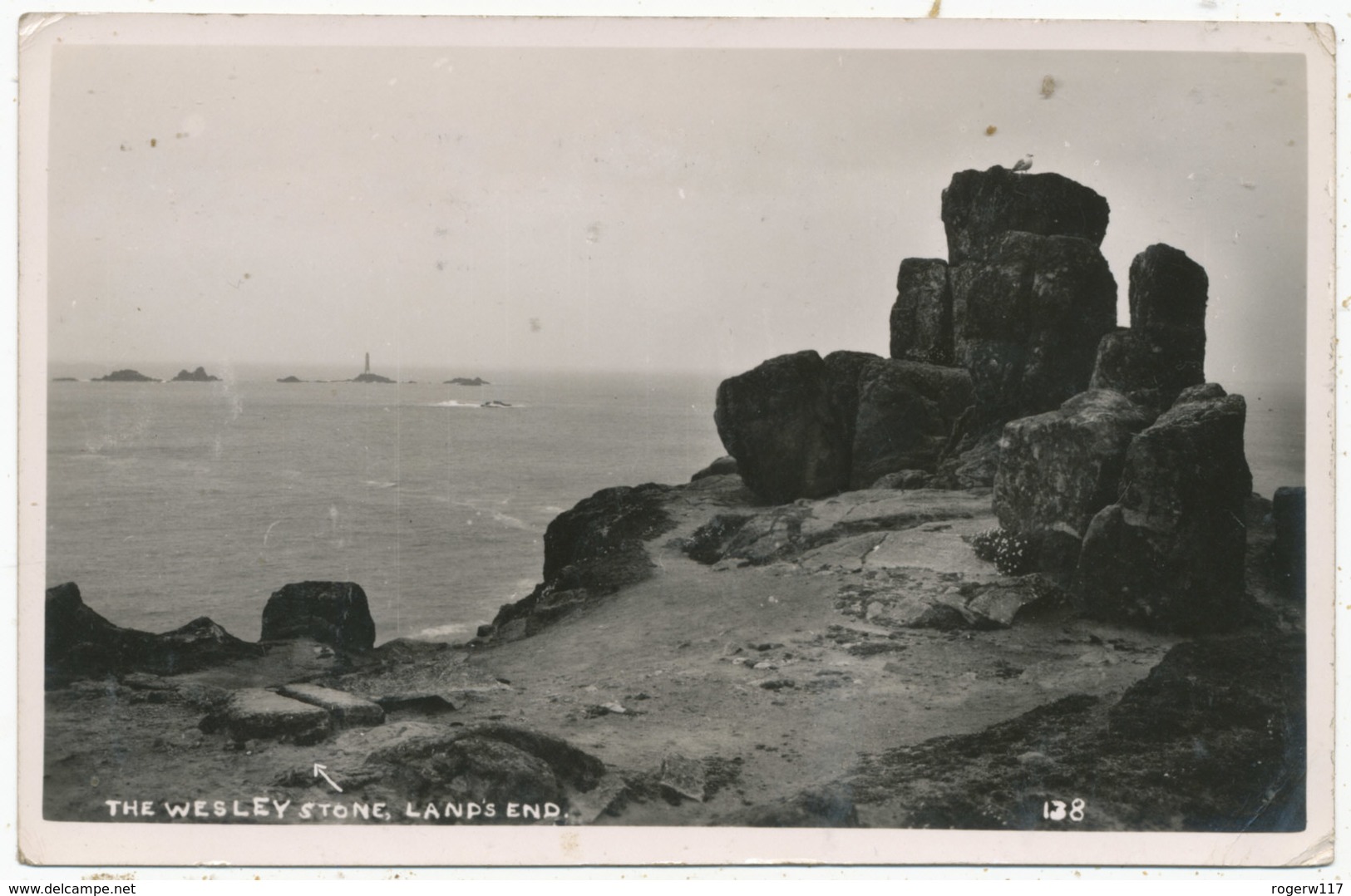 The Wesley Stone, Land's End, 1949 Postcard To Munro, Southend-on-Sea - Land's End