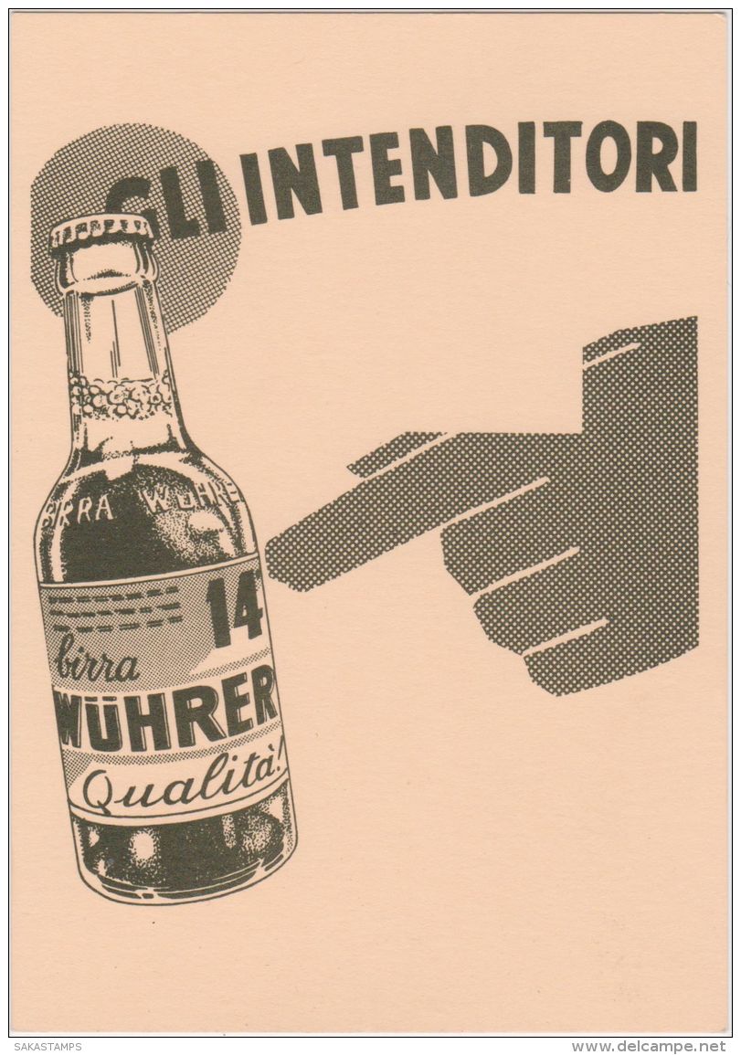 1950circa- Gli Intenditori Birra Wührer Cartolina Pubblicitaria  Firmata Maga - Autres & Non Classés