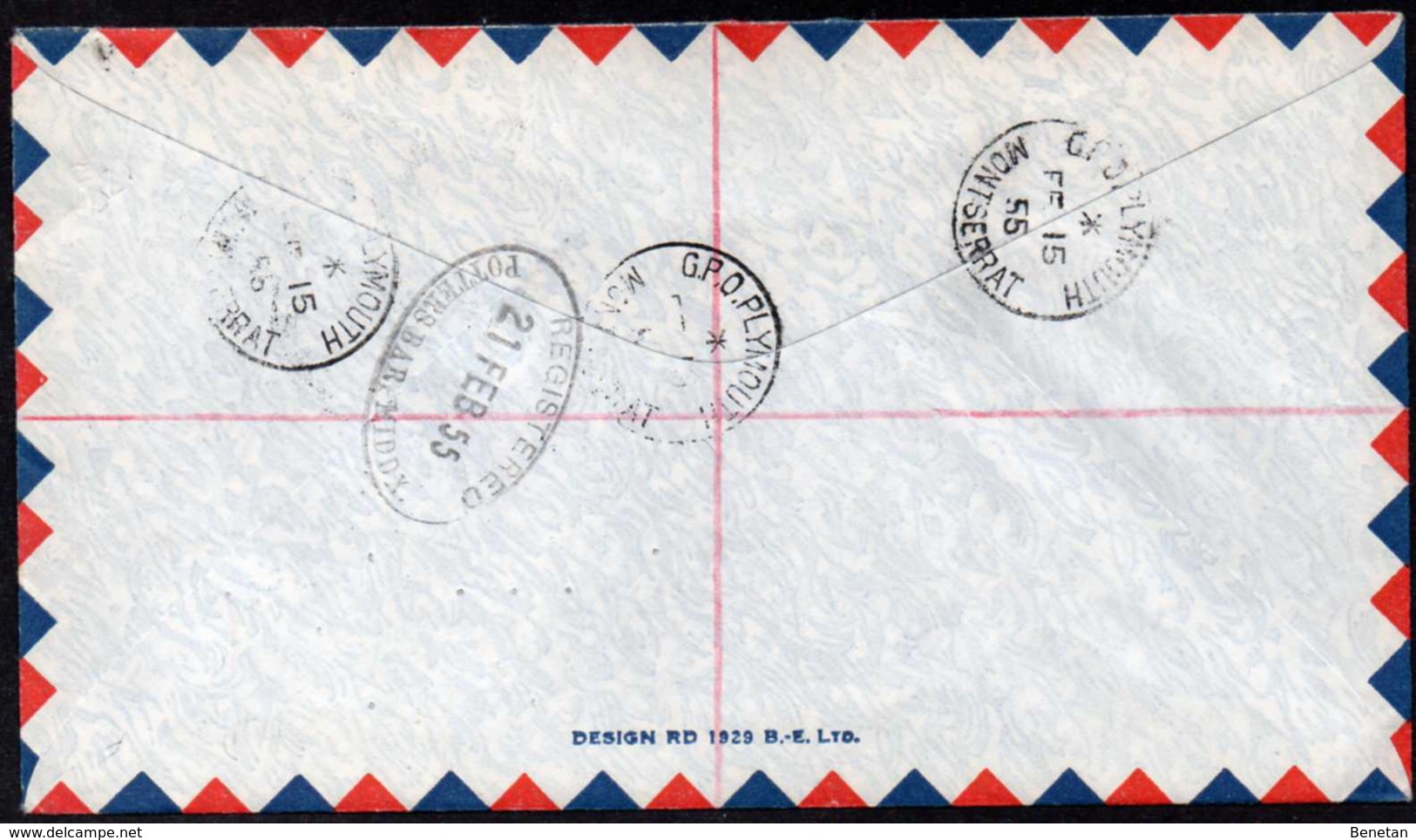 British Montserrat To England Registered Airmail Cover 1955 - Montserrat
