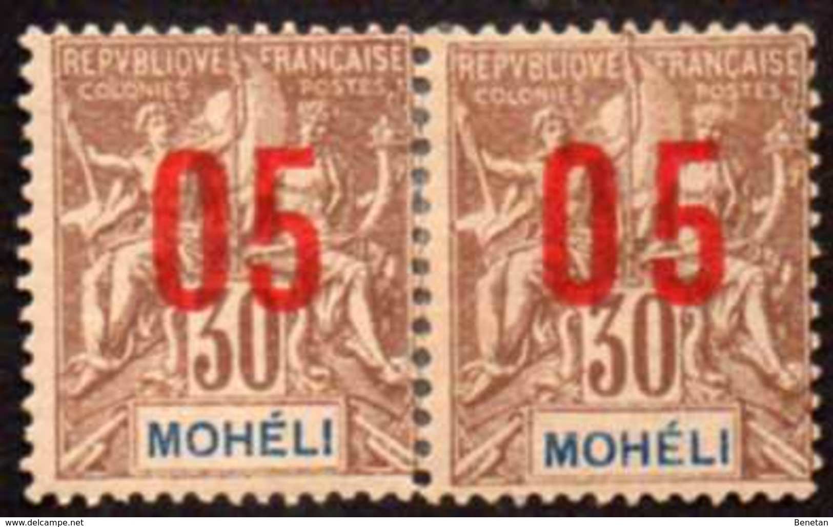 French Moheli Yv# 19A/B MH - Ongebruikt