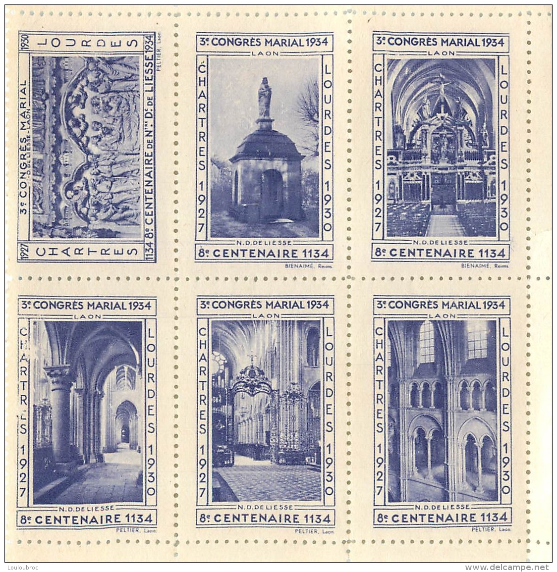 NOTRE DAME DE LIESSE 3e CONGRES MARIAL 1134-1934 8em CENTENAIRE COMPOSE DE 18 TIMBRES - Cristianismo