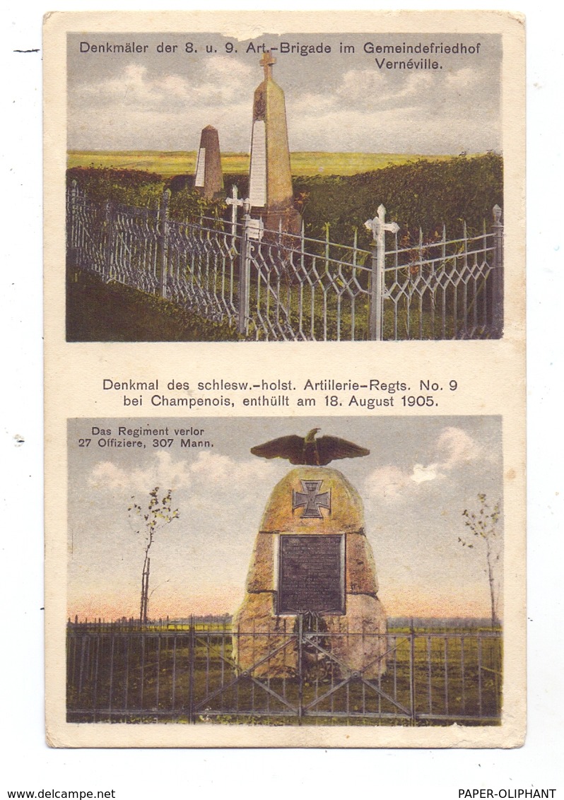 F 57130 VERNEVILLE, 1.Weltkrieg, Denkmal Schlesw.-Holst. Artillerie Regiments Nr.9, Kl. Mangel / AF - Metz Campagne