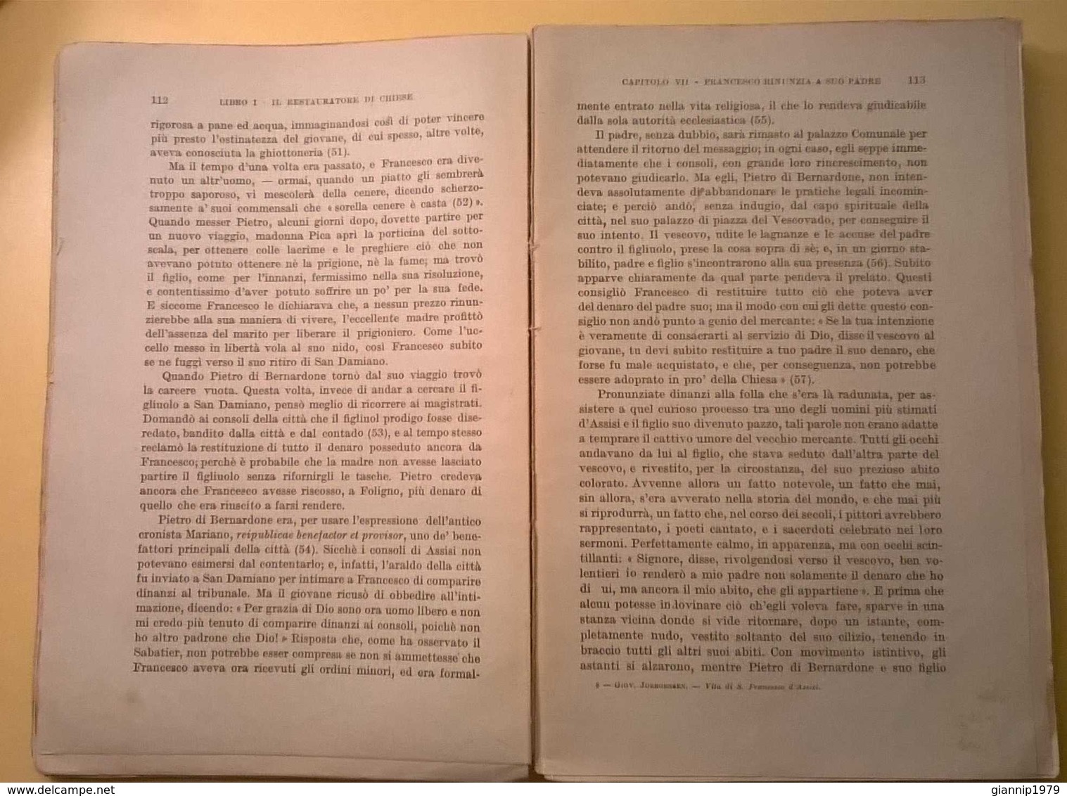 1921 ANTICO LIBRO SAN FRANCESCO D' ASSISI GIOVANNI JOERGENSEN EDIZIONE LIMITATA BUONE CONDIZIONI - Libri Antichi