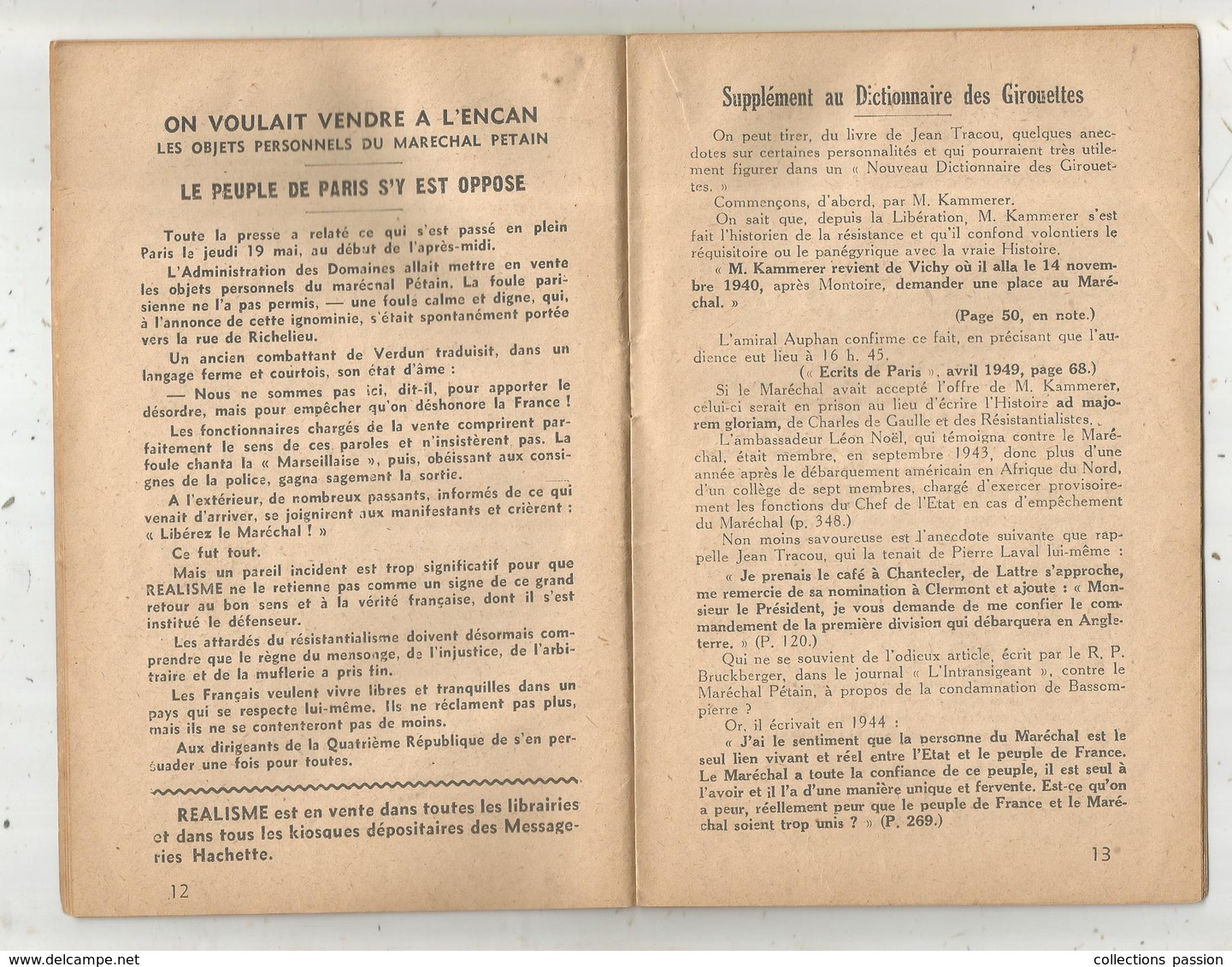 Revue REALISME , N° 11,1 Er Juin 1949, Politique, Pro PETAIN ,31 Pages, 4 Scans , Frais Fr 2.45 E - 1900 - 1949