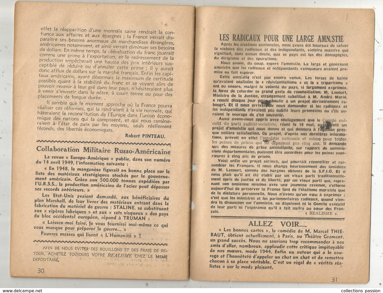 Revue REALISME , N° 11,1 Er Juin 1949, Politique, Pro PETAIN ,31 Pages, 4 Scans , Frais Fr 2.45 E - 1900 - 1949
