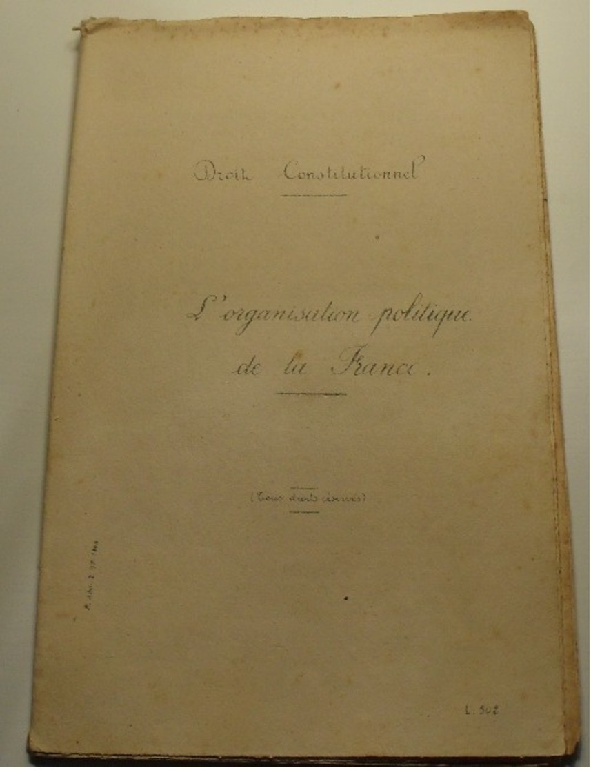 1946 ND - France - Droit Constitutionnel - L'Organisation Politique De La France - De 1875 à 1946 - Décrets & Lois