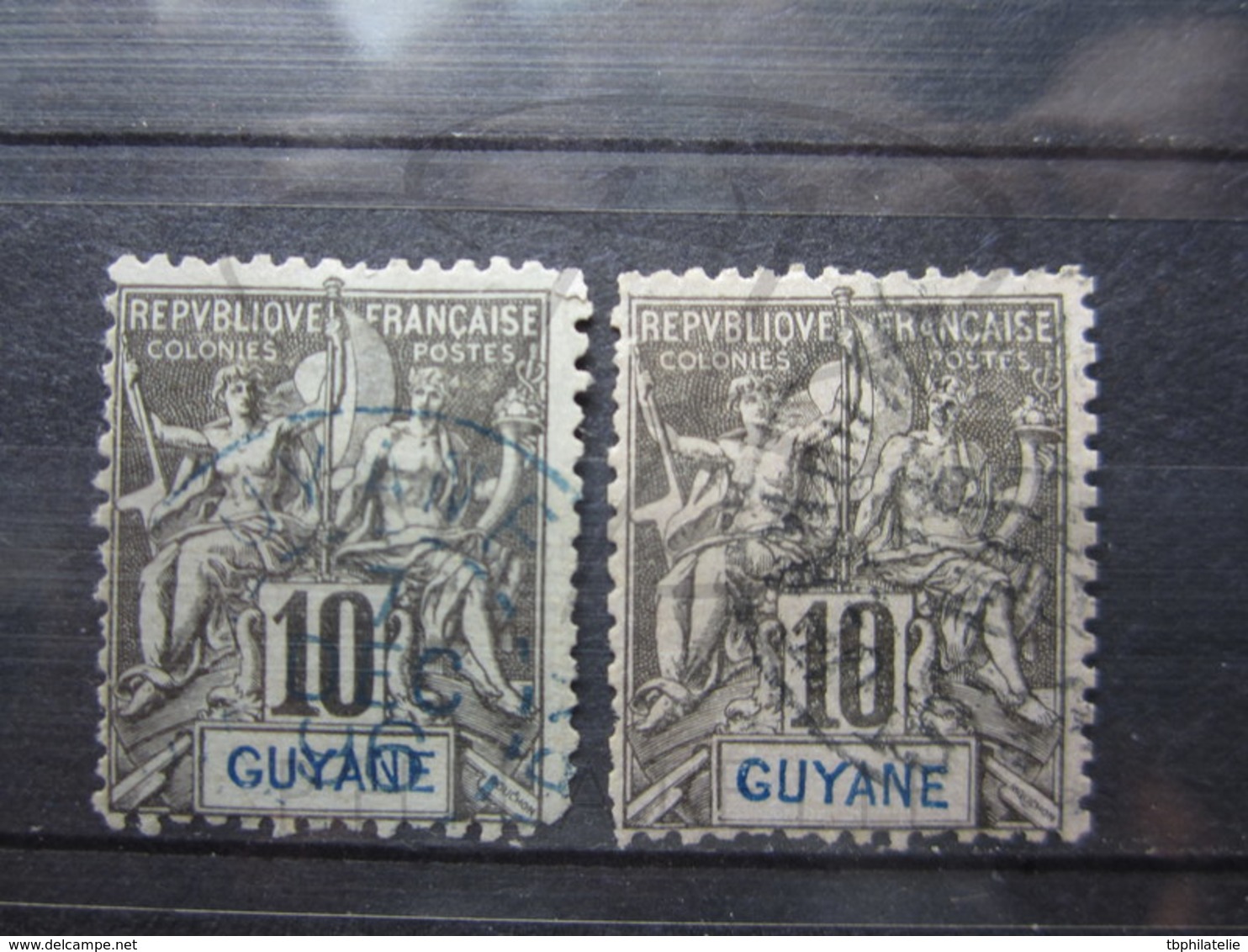 VEND TIMBRES DE GUYANE N° 34 X 2 NUANCES DIFFERENTES !!! - Gebraucht