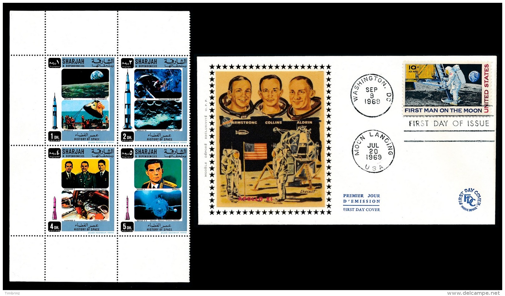 ESPACE - SHARJAH ** MNH Et FDC USA First Man On The Moon   ..Réf.DIV20144 - Verzamelingen