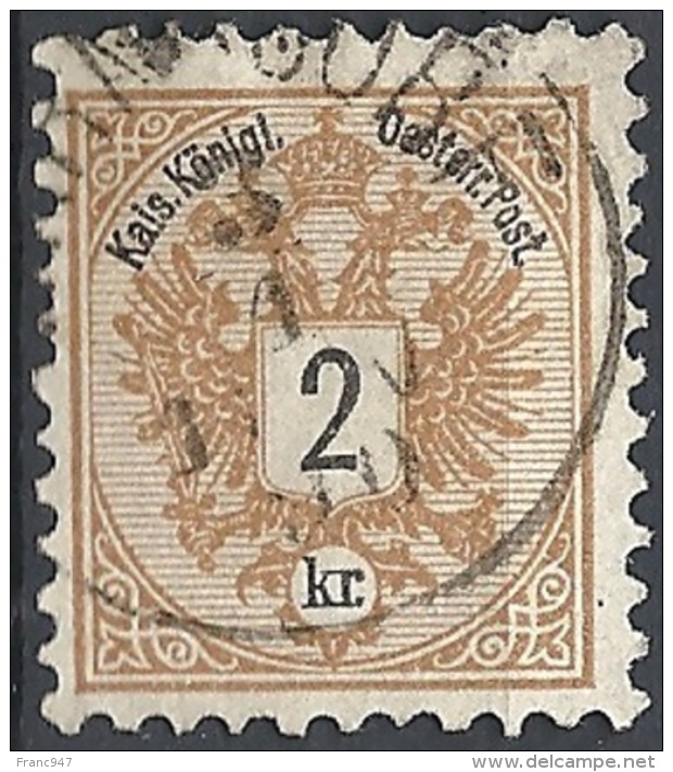 Austria, 1883 Aquila Con Cifra, 2k Bistro, D.9&frac12; #  Michel 44 - Scott 41 - Unificato 40 USATO - Usati