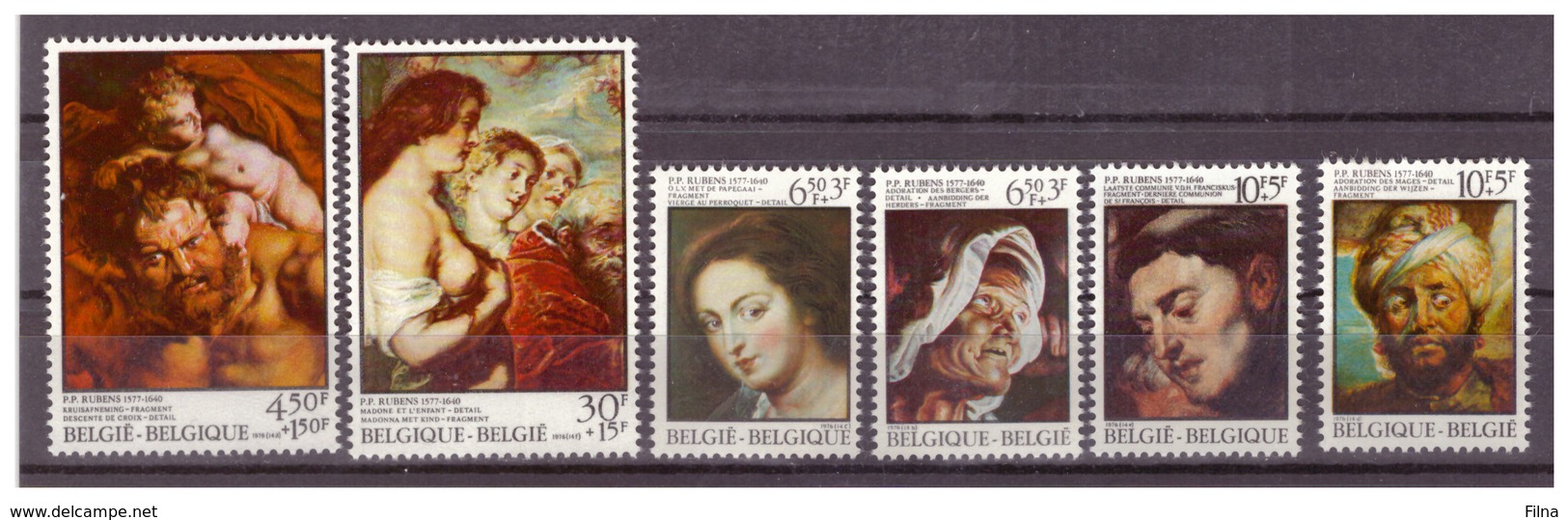 BELGIO - 1976 - 4° CENTENARIO NASCITA DI RUBENS. DIPINTI CONSERVATI AD ANVERSA. SERIE COMPLETA. - MNH** - Unused Stamps