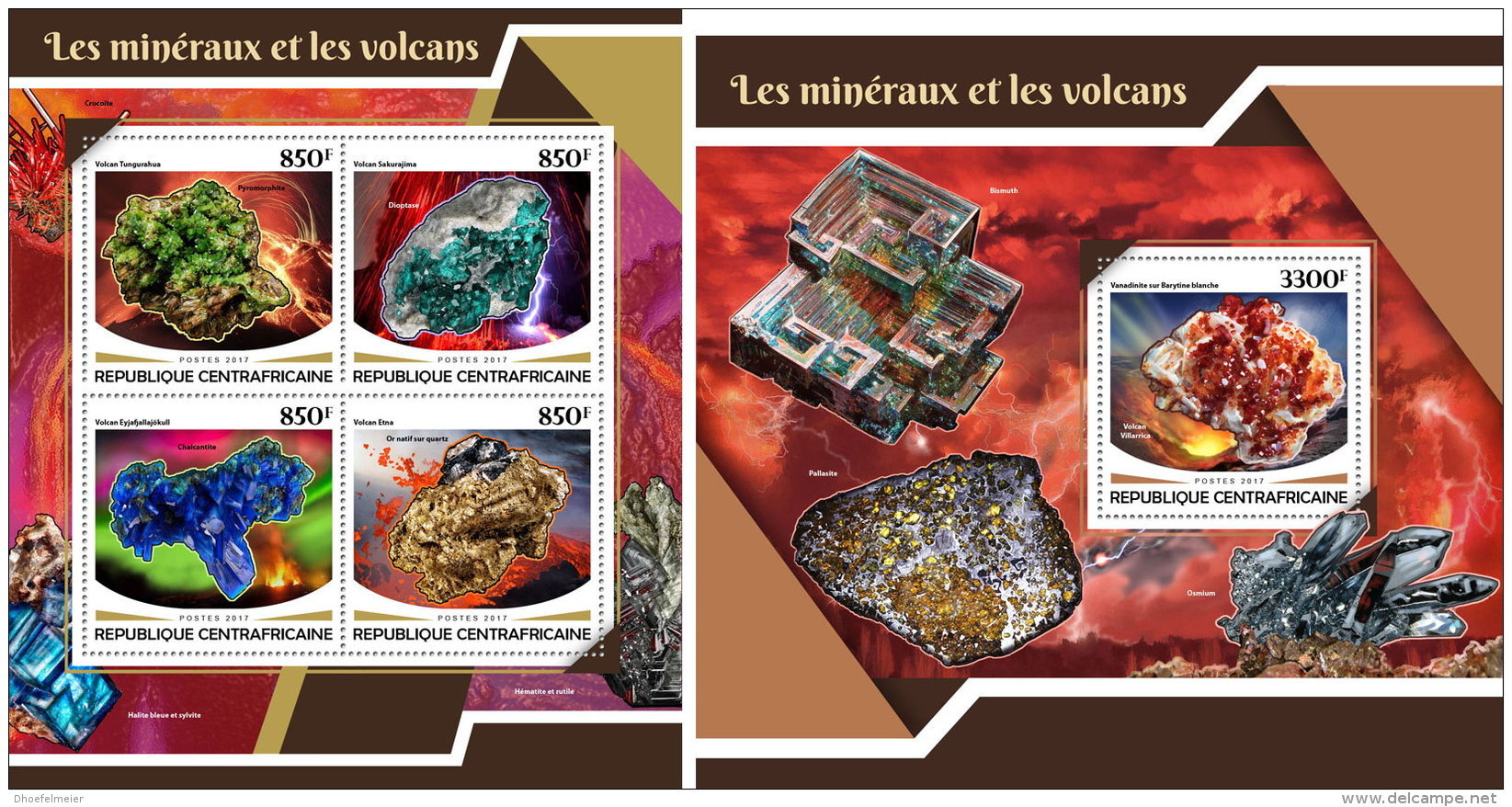 CENTRAL AFRICA 2017 ** Volcanoes Vulkane Volcans Minerals M/S+S/S - IMPERFORATED - DH1748 - Volcanos