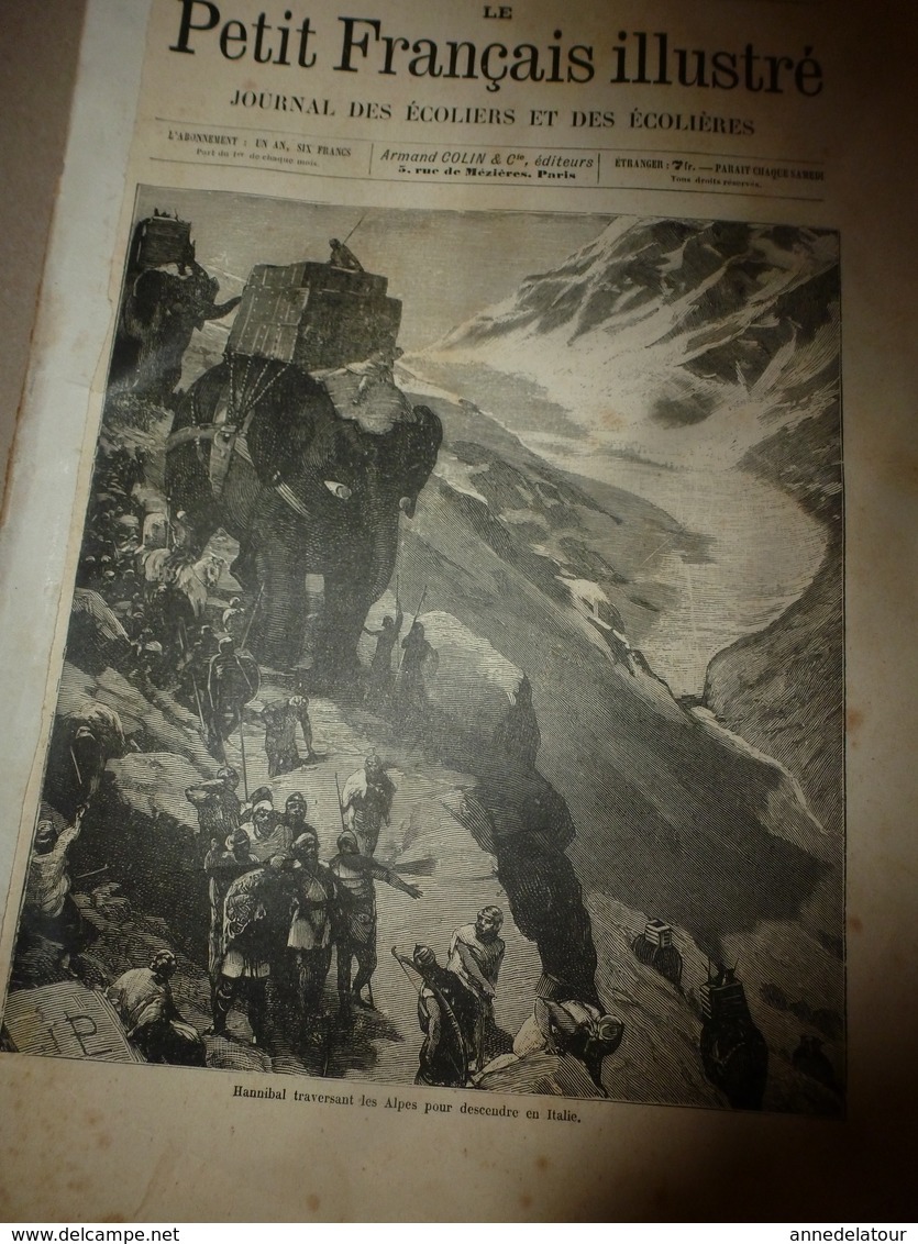 1890 Le Petit Français Illustré : Passage Des Alpes En éléphants Par Hannibal; L'autruche; Le Chien De Trait; Etc - 1850 - 1899