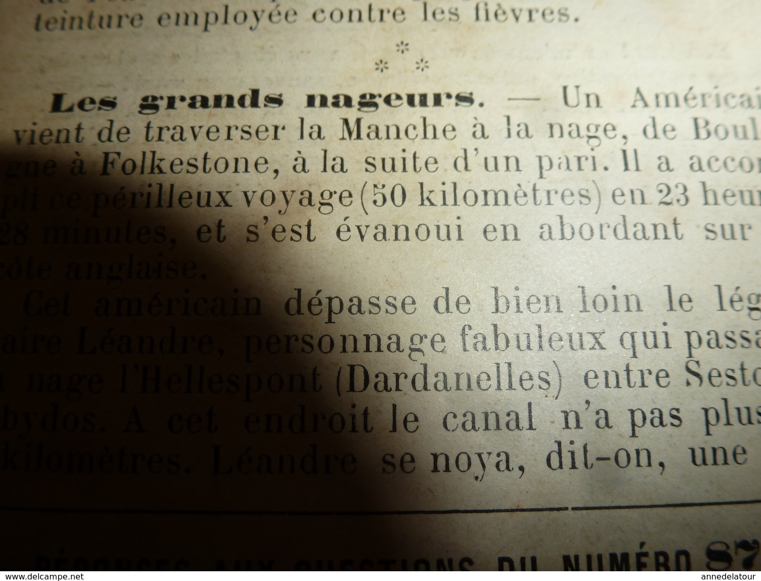 1890 Le Petit Français illustré : L'autruche-monture;Un américain trav. la Manche à nage de Boulogne à Folkestonne ; etc