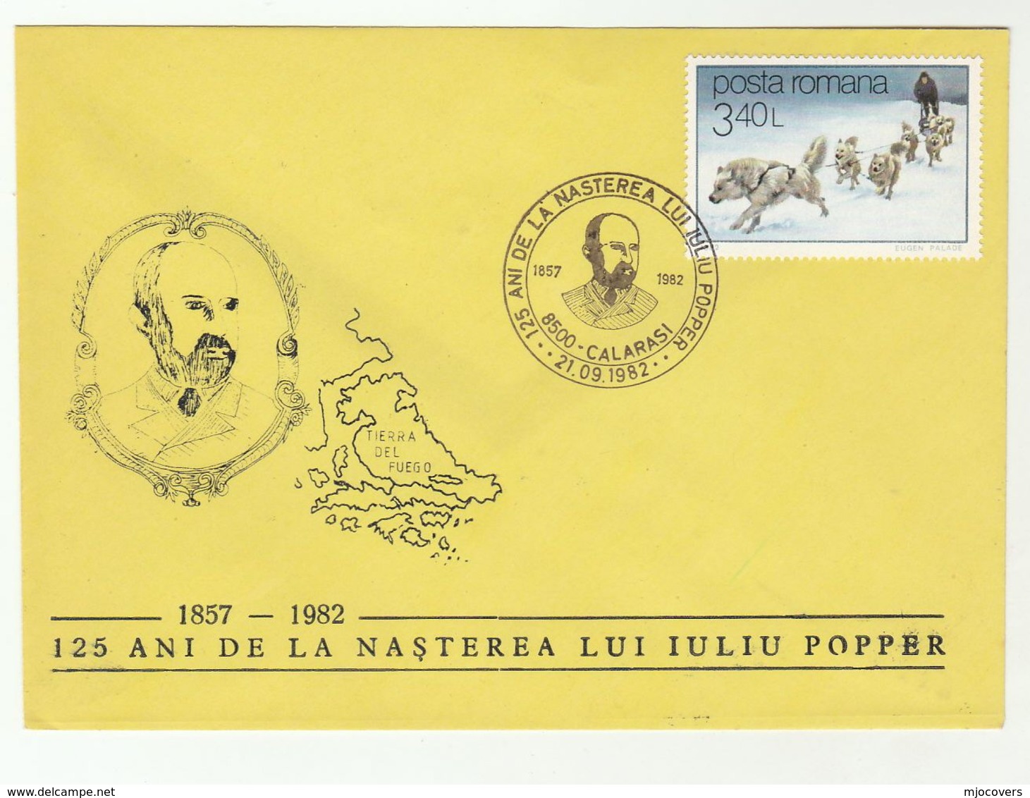 JULIUS POPPER ANTARCTIC EXPEDITION EVENT COVER 1982 ROMANIA  Polar Stamps Dog Dogs - Polar Explorers & Famous People