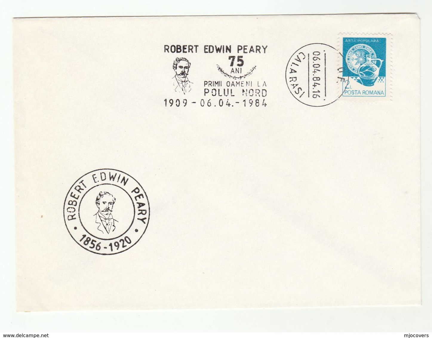 1984 ROBERT EDWIN PEARY Arctic EXPEDITION Anniv EVENT COVER ROMANIA Stamps Polar - Polarforscher & Promis