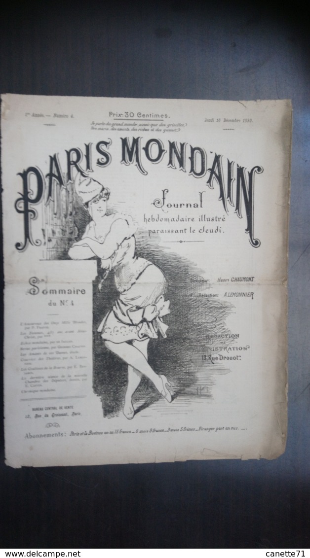 Paris Mondain N°4 - 16 Décembre 1880 - 1850 - 1899