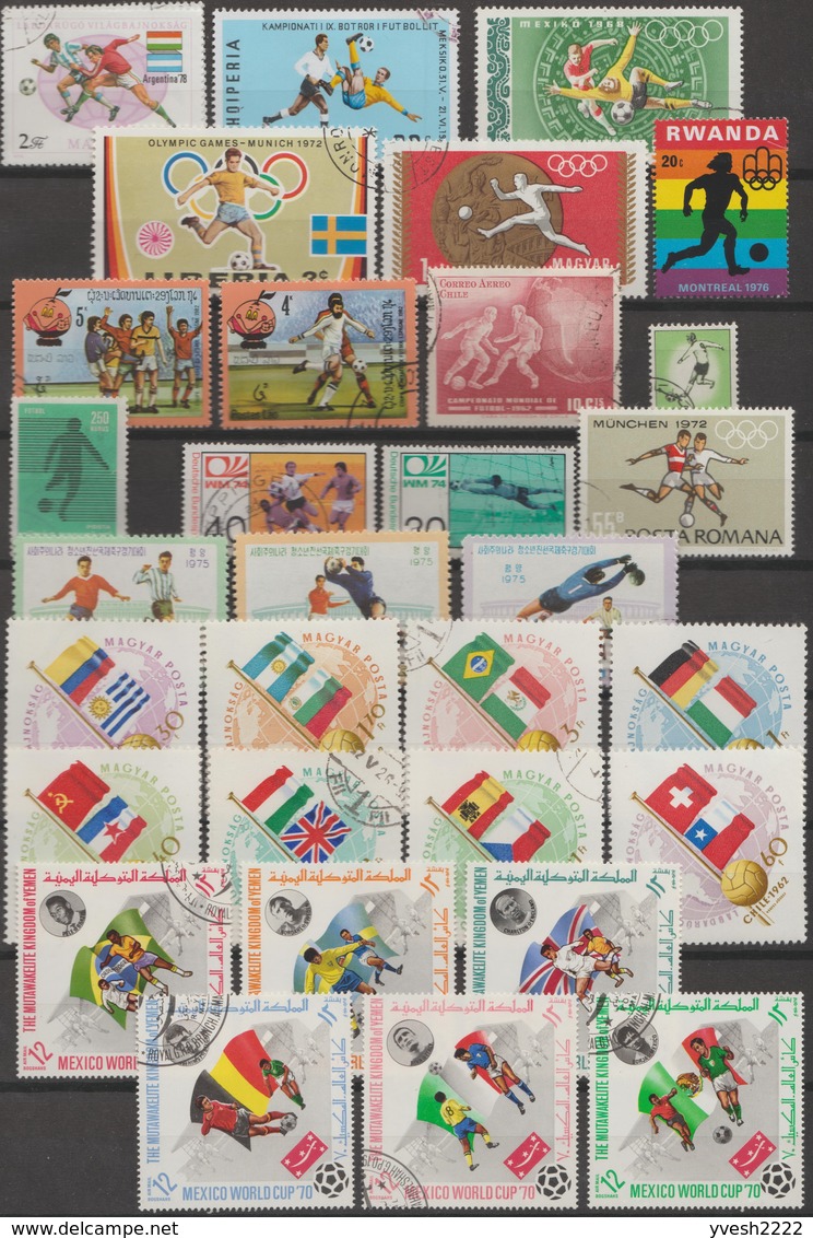 Football et sports, petit lot de timbres oblitérés. 14 scans