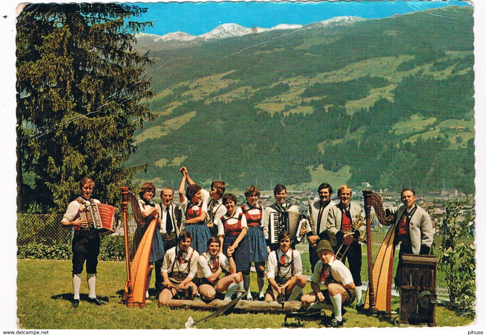 Ö-3683   ZELL AM ZILLER : Brauchtumsgruppe Zell Am Ziller ( With Harp) - Schwaz