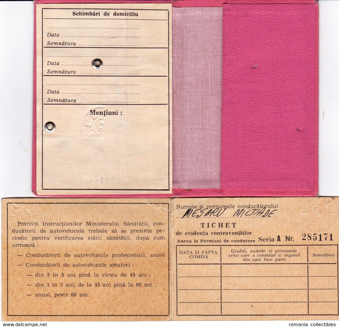 Romania, 1976, Vehicle Driving License / Permit And Penalty Ticket - Documenti Storici