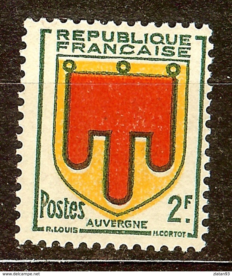 SUPERBE BLASON YT N°837 AUVERGNE NEUF Avec GOMME** VARIETE - 1941-66 Armoiries Et Blasons